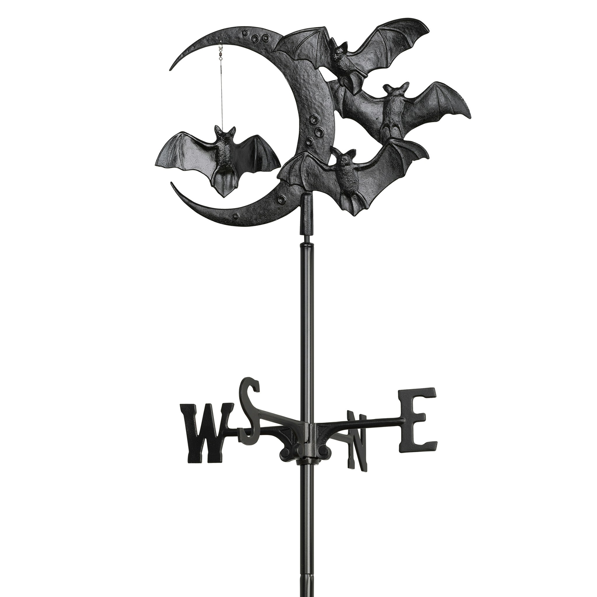 Toscano Crescent Moon Vampire Bats Weathervane - Garden Stake