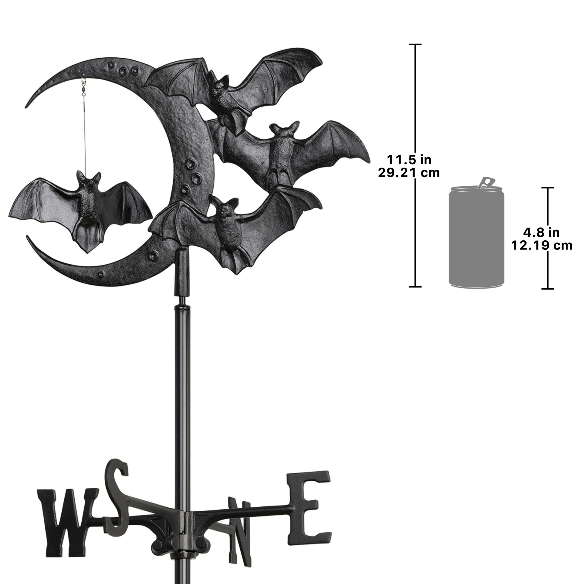Toscano Crescent Moon Vampire Bats Weathervane - Garden Stake