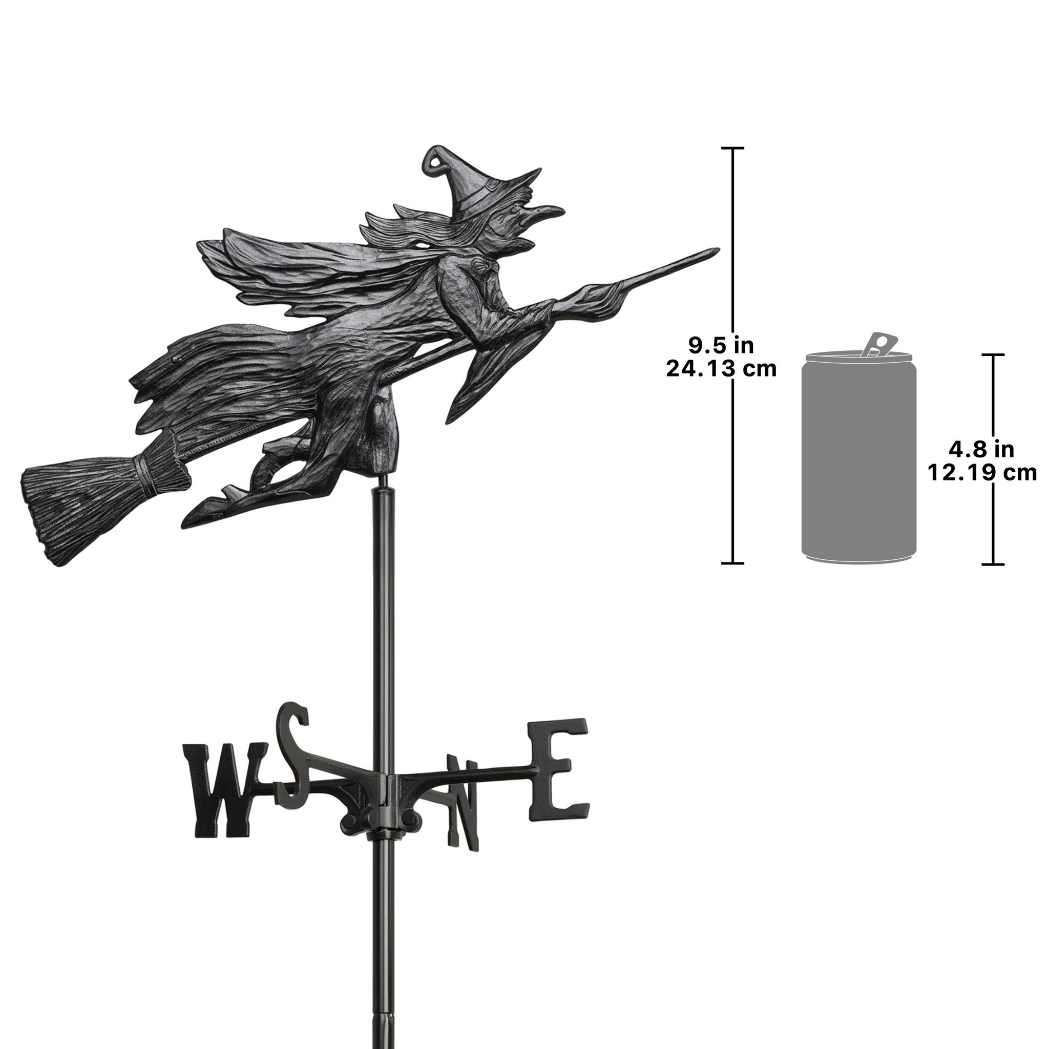 Toscano Windblown Wicked Witch Weathervane - Garden Stake