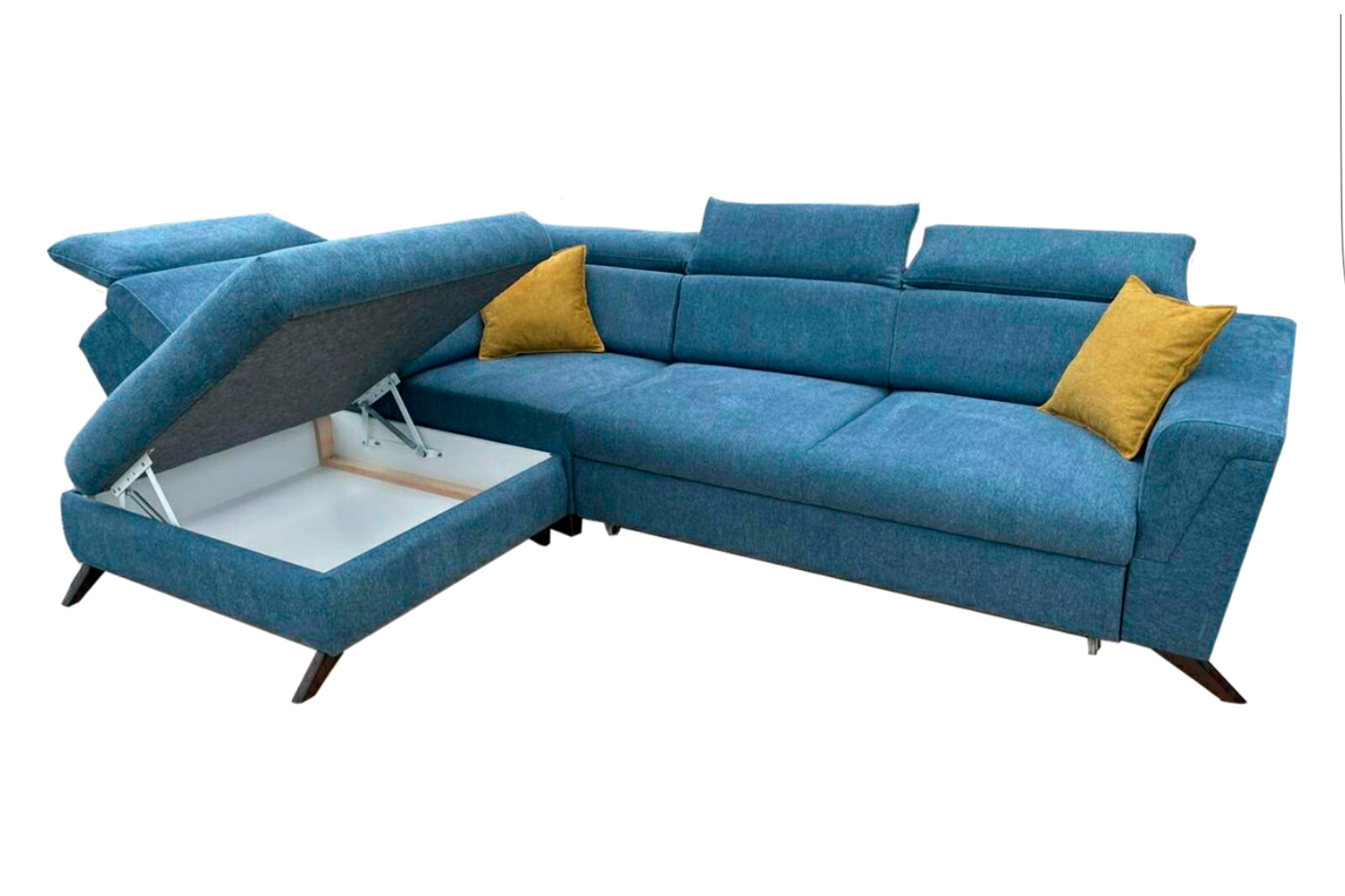 UA Collection - Gala 2-Piece Left Facing Sectional with Bed and Storage in Blue, Fabric