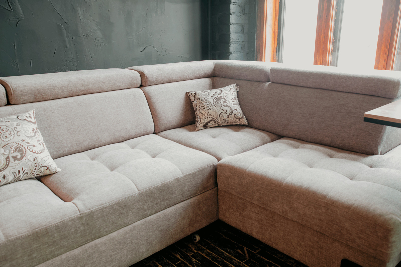 UA Collection Garda 2-Piece Left Facing Sectional with Bed and Storage - Light Gray, Fabric
