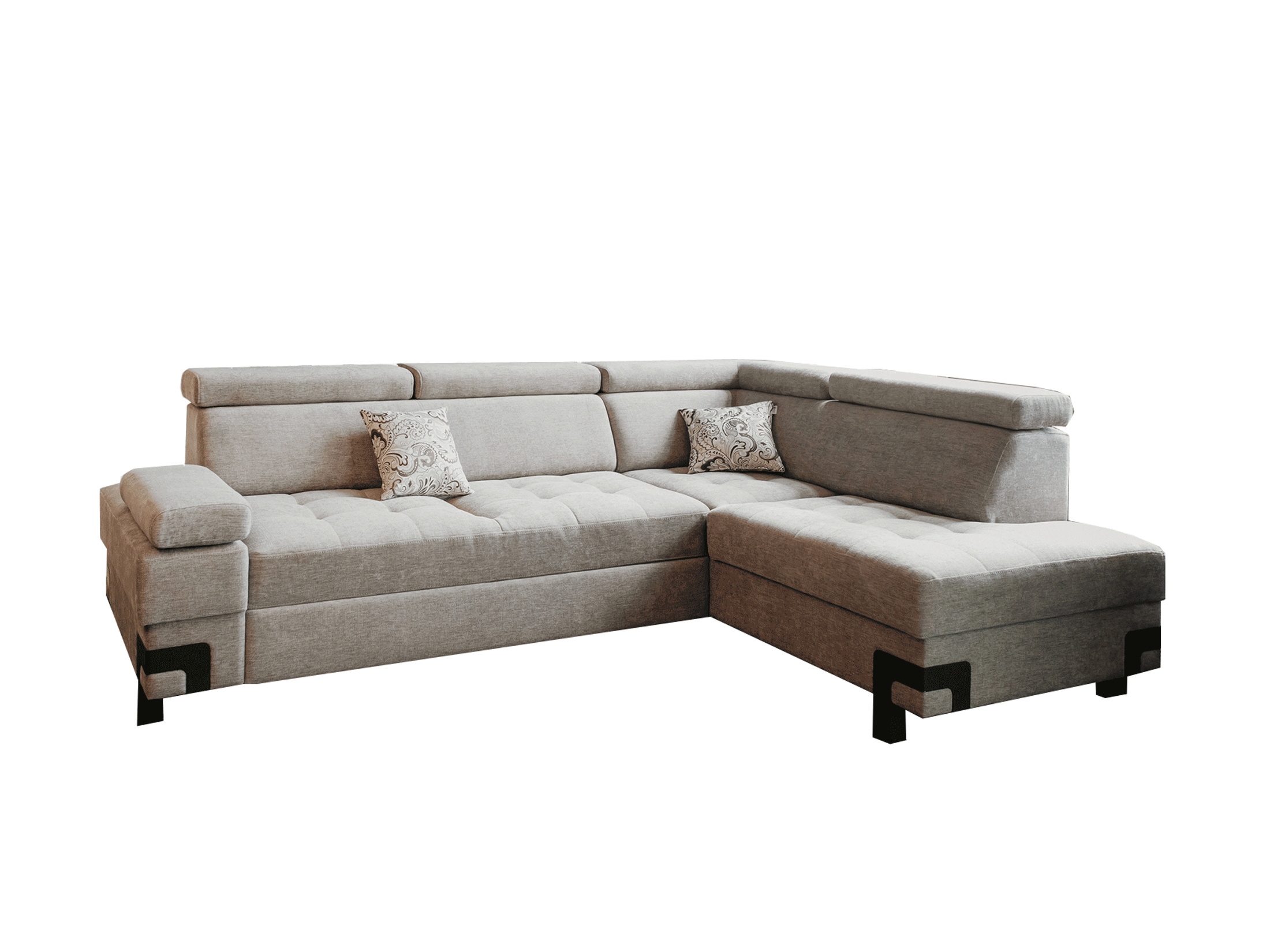 UA Collection Garda 2-Piece Right Facing Sectional with Bed and Storage - Light Gray, Fabric