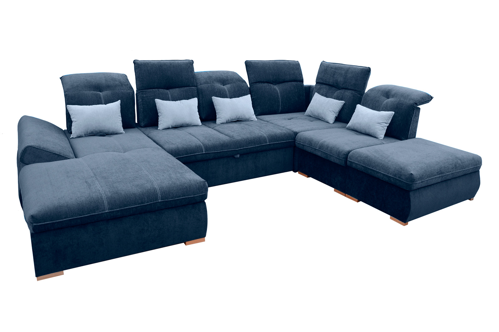 UA Collection Opera 3-Piece Left Facing Sectional with Bed and Storage - Gray, Lucas 17 Fabric