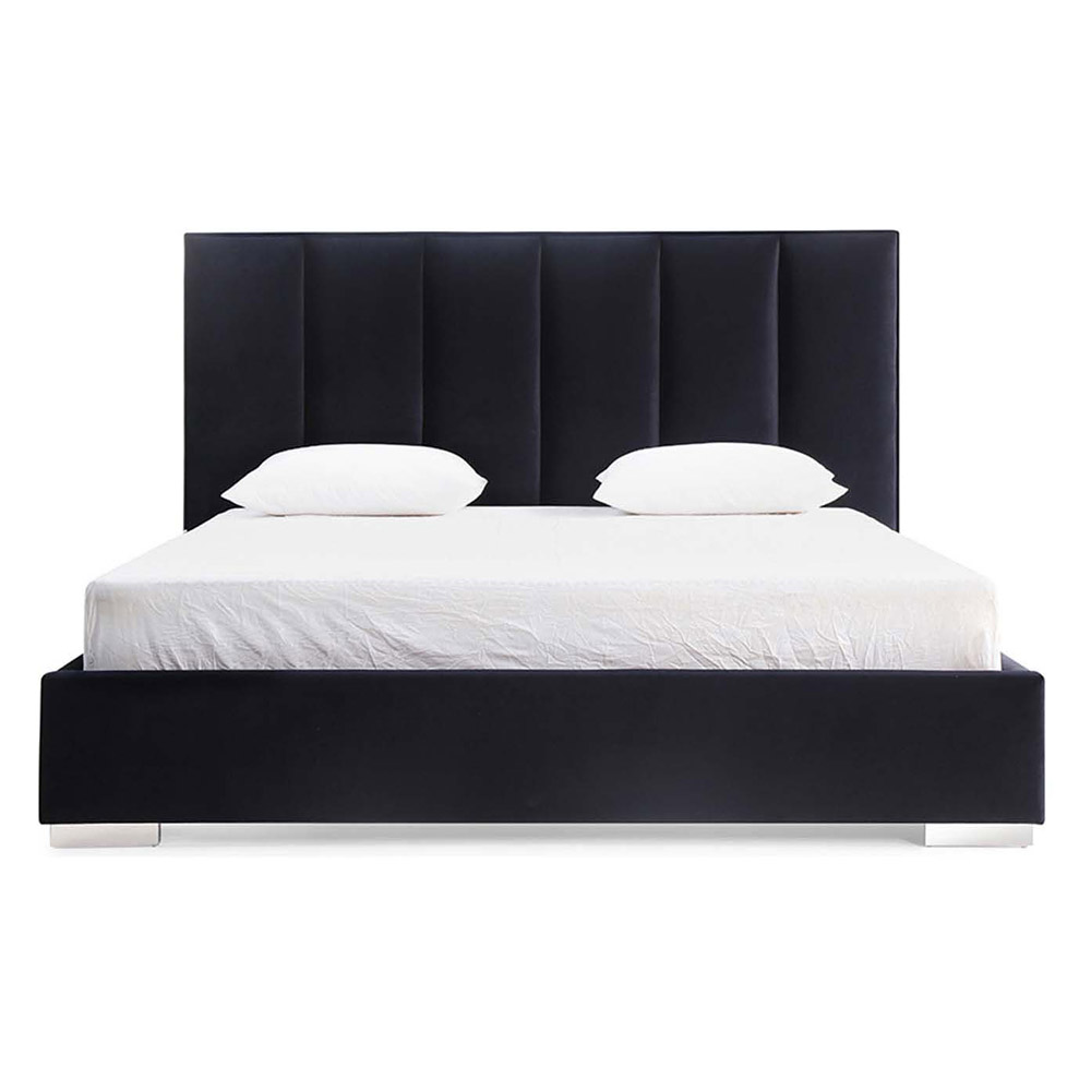 Whiteline Velvet King Size Bed - Black