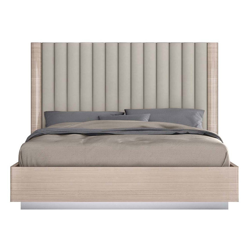 Whiteline Waves King Size Bed - Beige