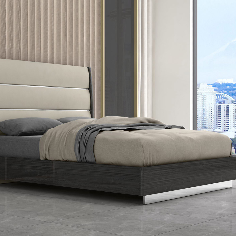 Whiteline Pino Queen Size Bed - Gray