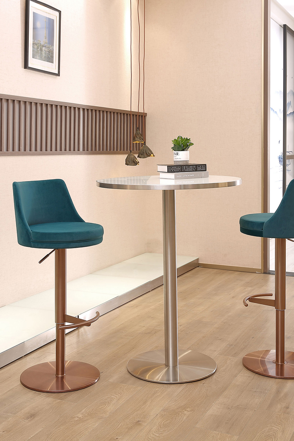 Whiteline Carter Barstool - Blue/Rose/Gold