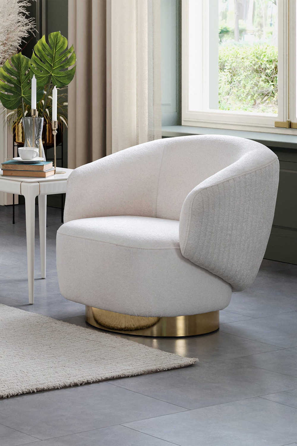 Whiteline Erzin Swivel Accent Chair - White