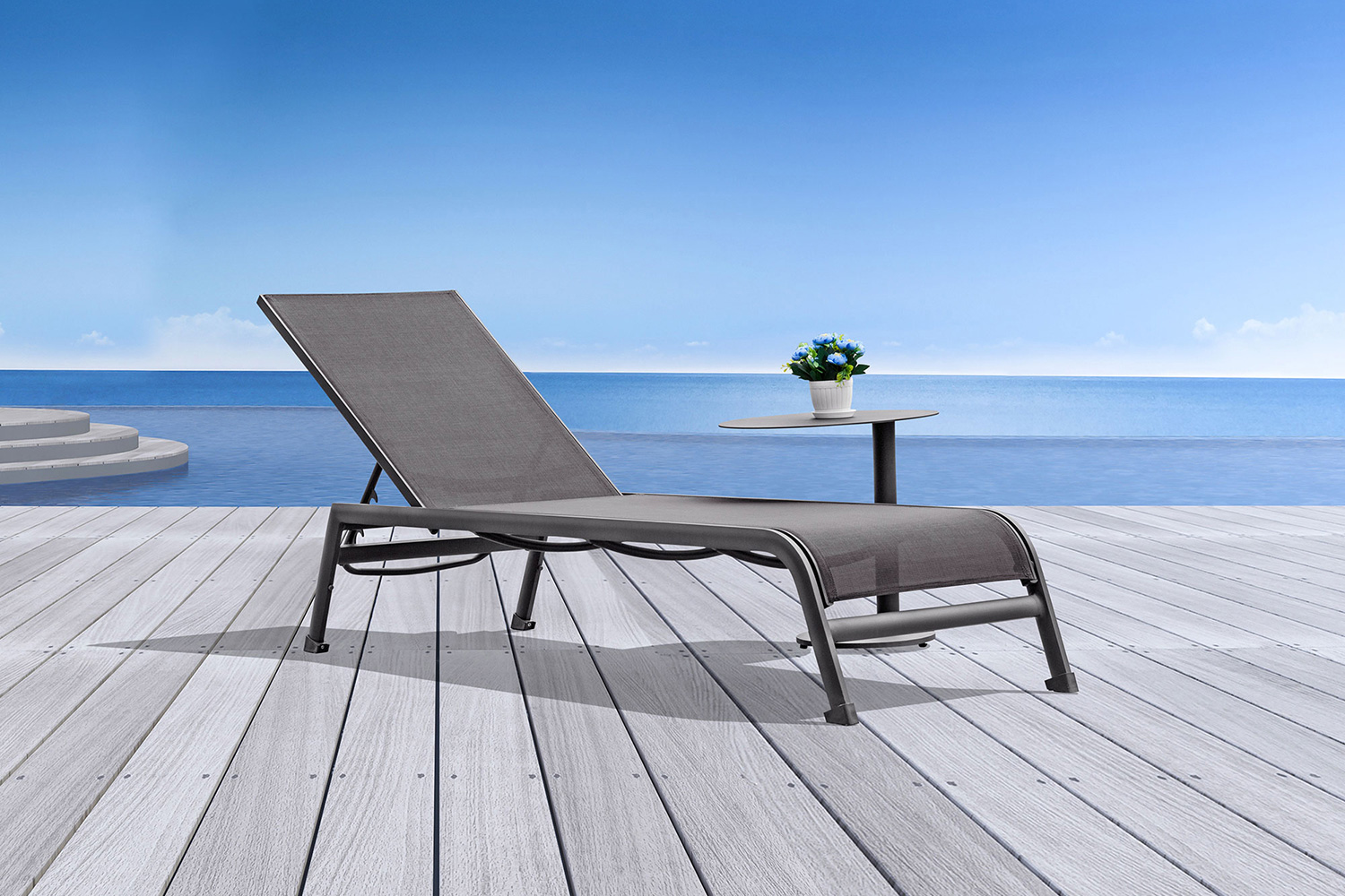 Whiteline - Colton Outdoor Side Table in Gray