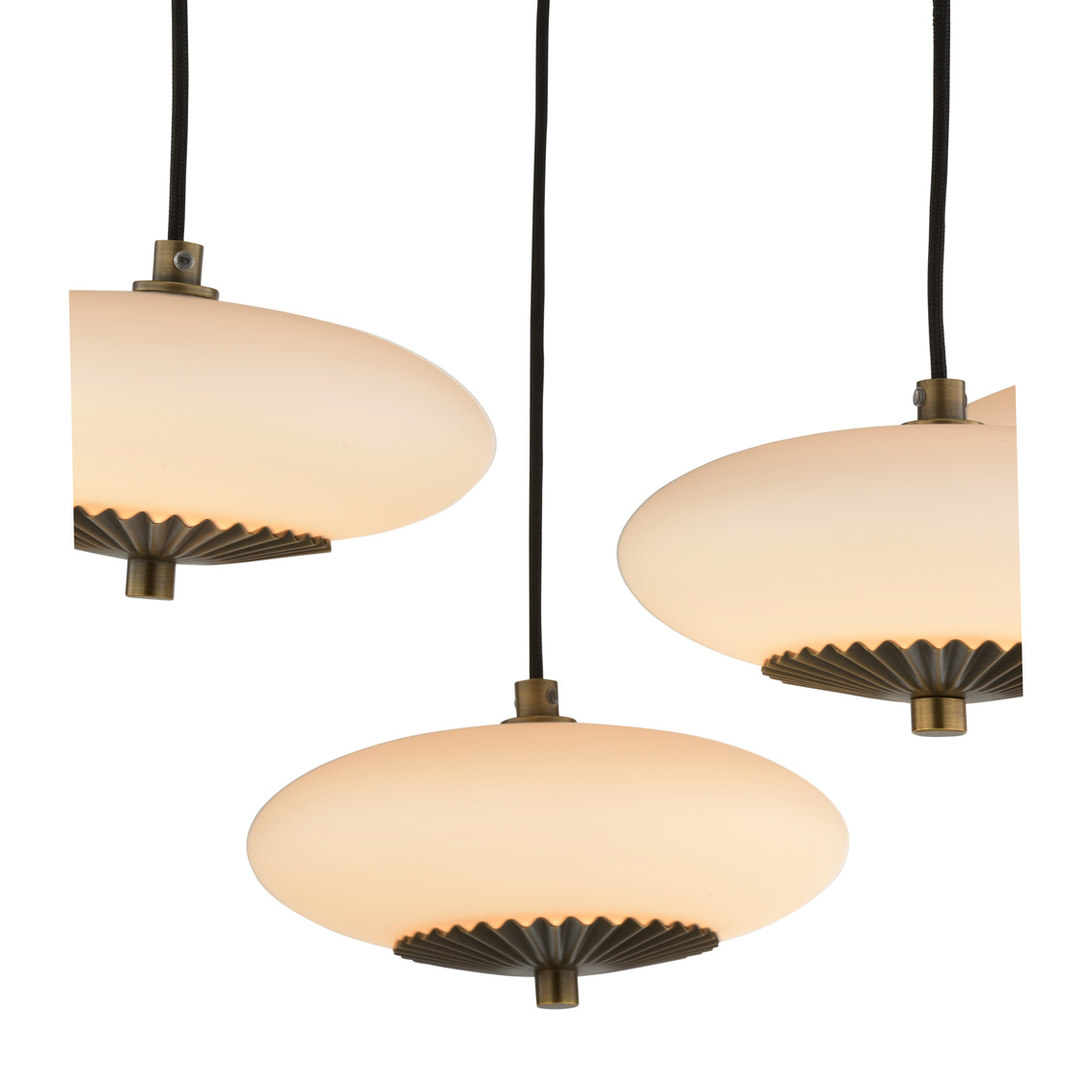 Wildwood - Collier Chandelier in Antique Brass/Black/Milk, Metal
