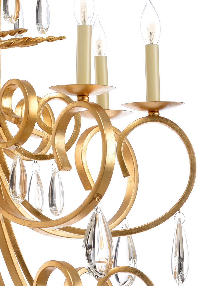 Wildwood Grand Stairs Chandelier - Antique Gold Leaf, Iron