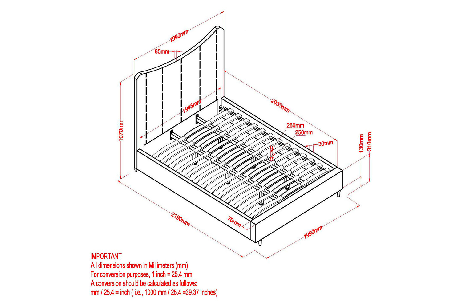 Worldwide Rimo 78" King Bed - Gray