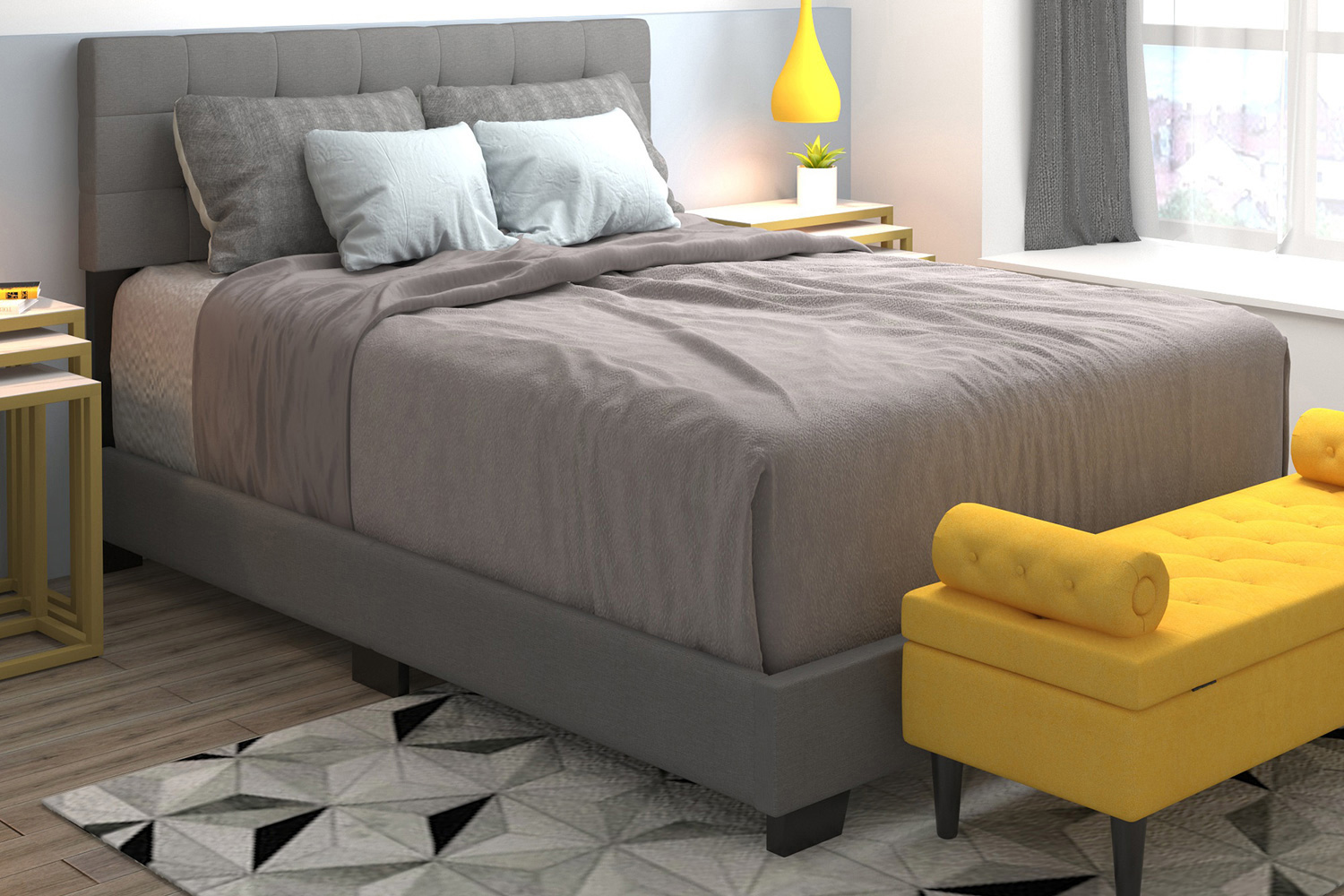 Worldwide Exton 60" Queen Bed - Light Gray