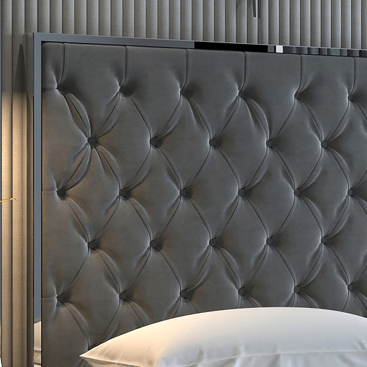 Worldwide Lucille 78" King Bed - Gray/Silver