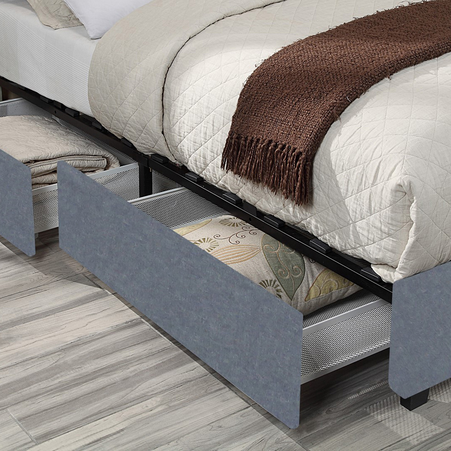 Worldwide Diana 60" Queen Bed with Storage - Gray