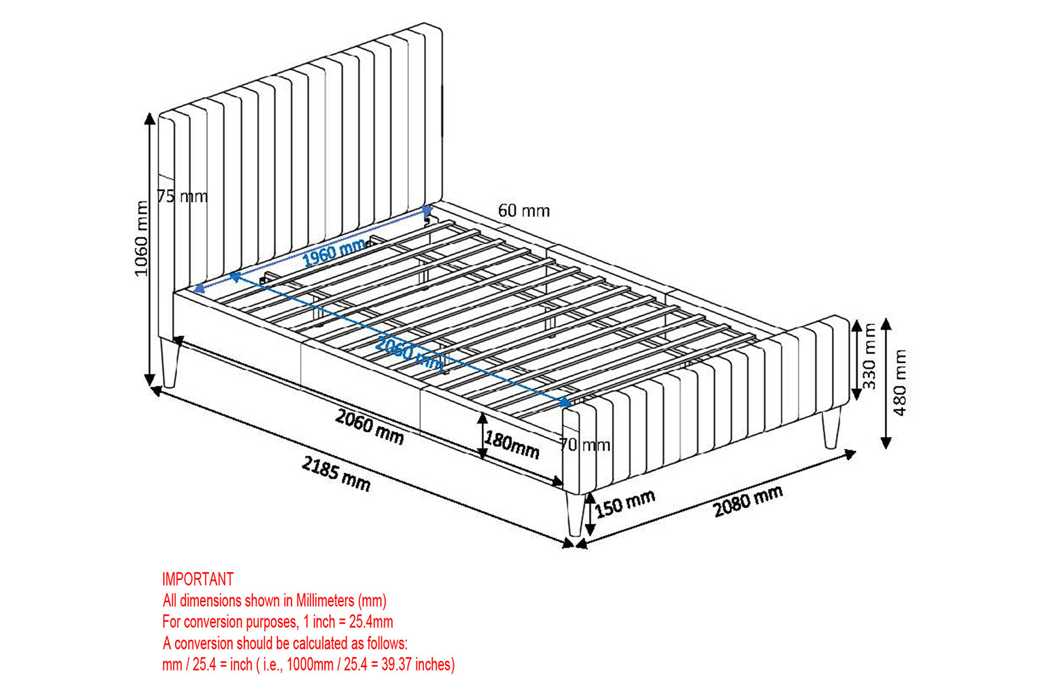 Worldwide Hannah 78" King Bed - Light Gray