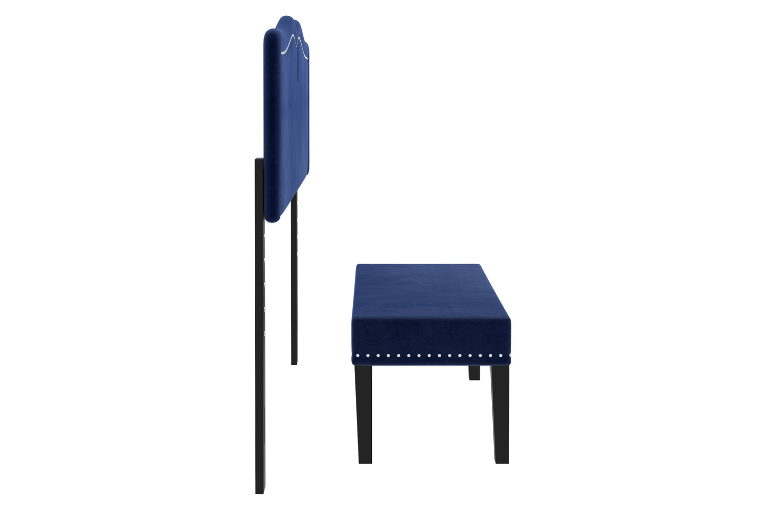 Worldwide Aurora 54"/60" Adjustable Headboard with Bench - Blue/Black