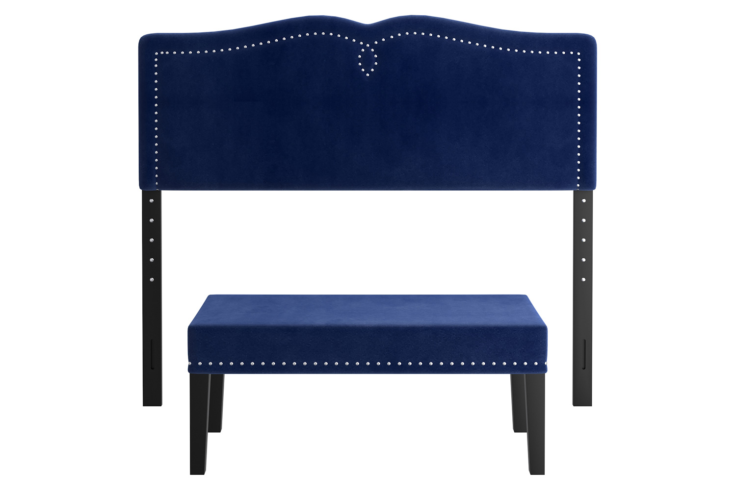 Worldwide Aurora 54"/60" Adjustable Headboard with Bench - Blue/Black