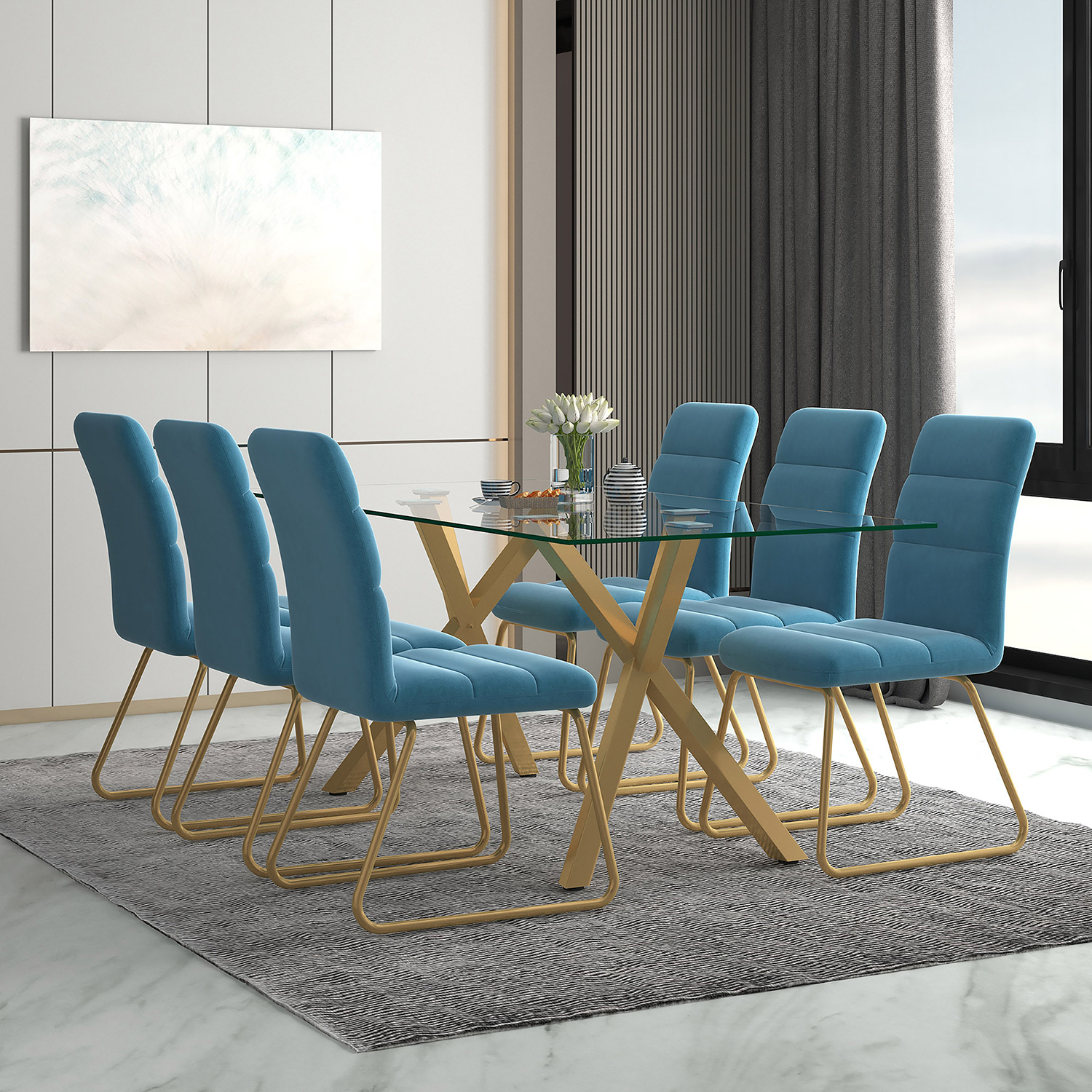 Worldwide Stark Rectangular Dining Table - Aged Gold