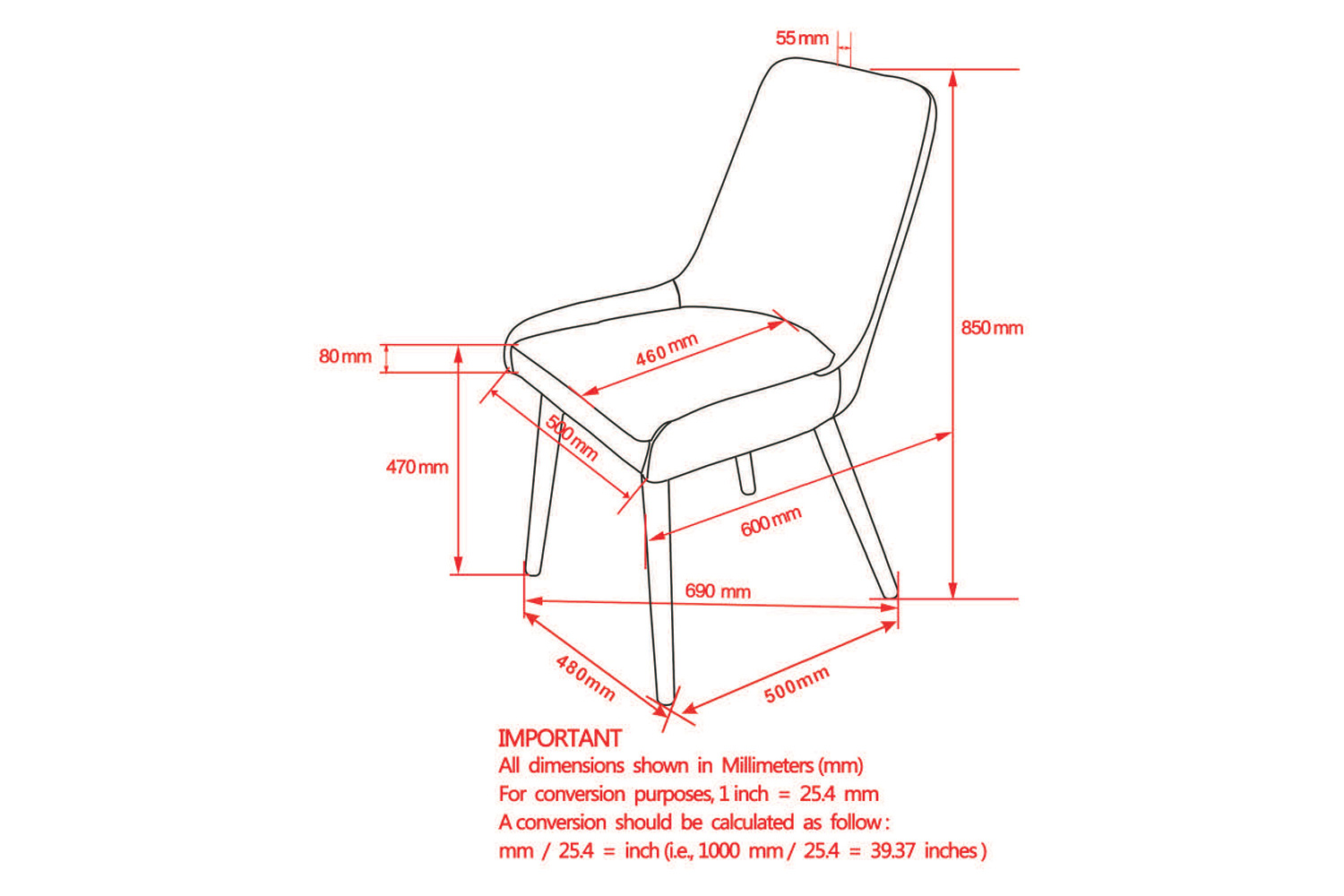 Worldwide Mia Side Chair Set of 2 - Dark Gray/Gray Leg