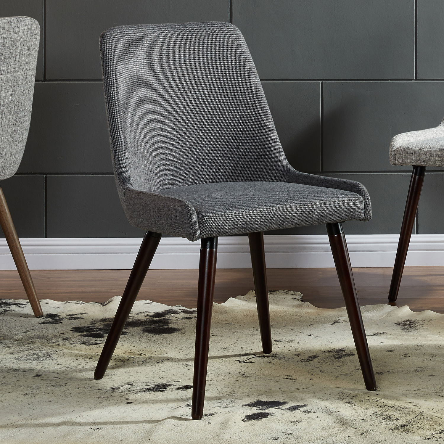 Worldwide Mia Side Chair Set of 2 - Dark Gray/Walnut Leg