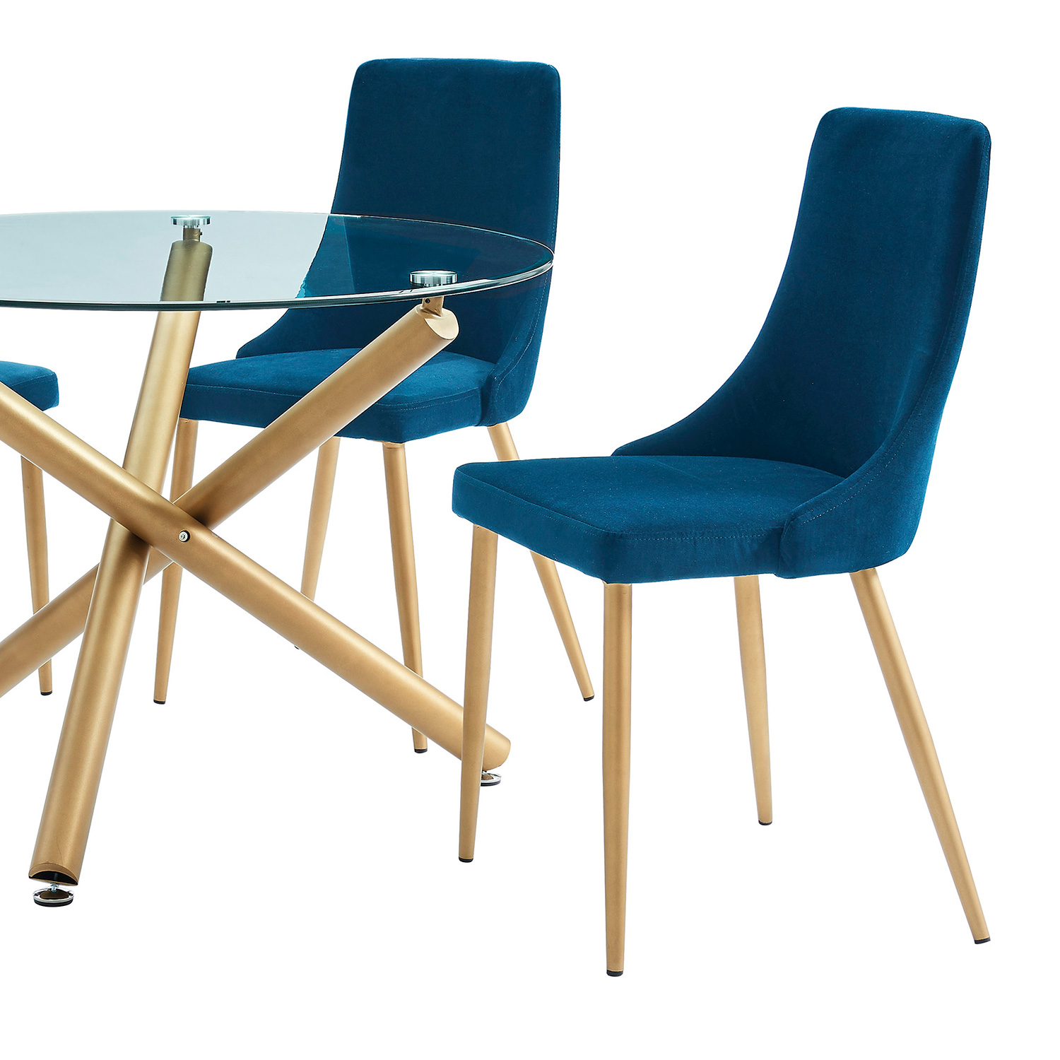 Worldwide Carmilla Side Chair Set of 2 - Blue/Aged Gold