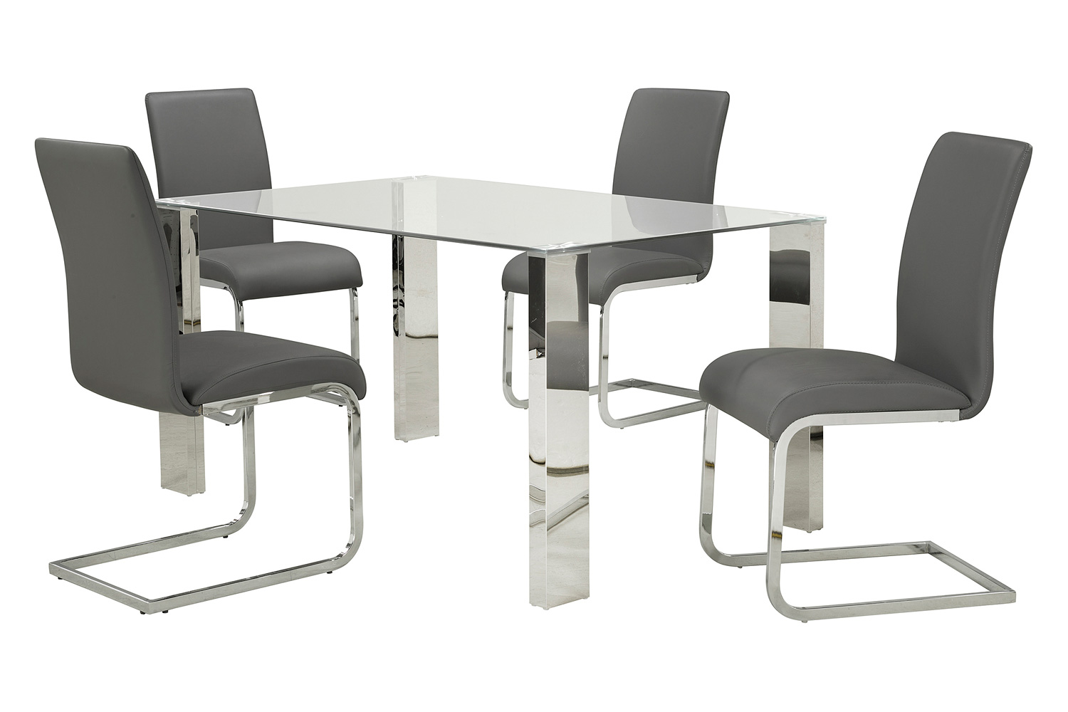 Worldwide Maxim Side Chair Set of 2 - Gray/Chrome