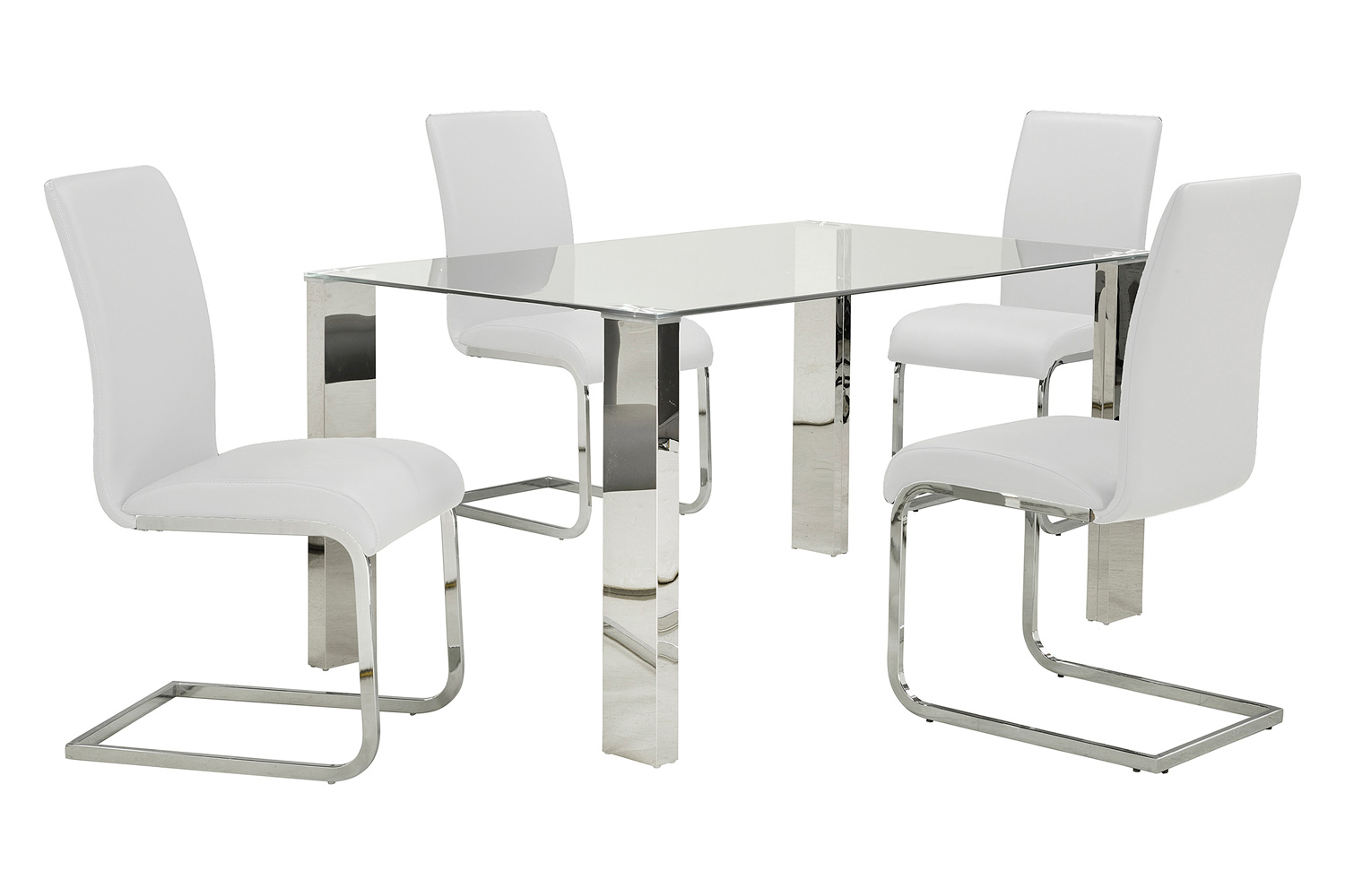 Worldwide Maxim Side Chair Set of 2 - White/Chrome