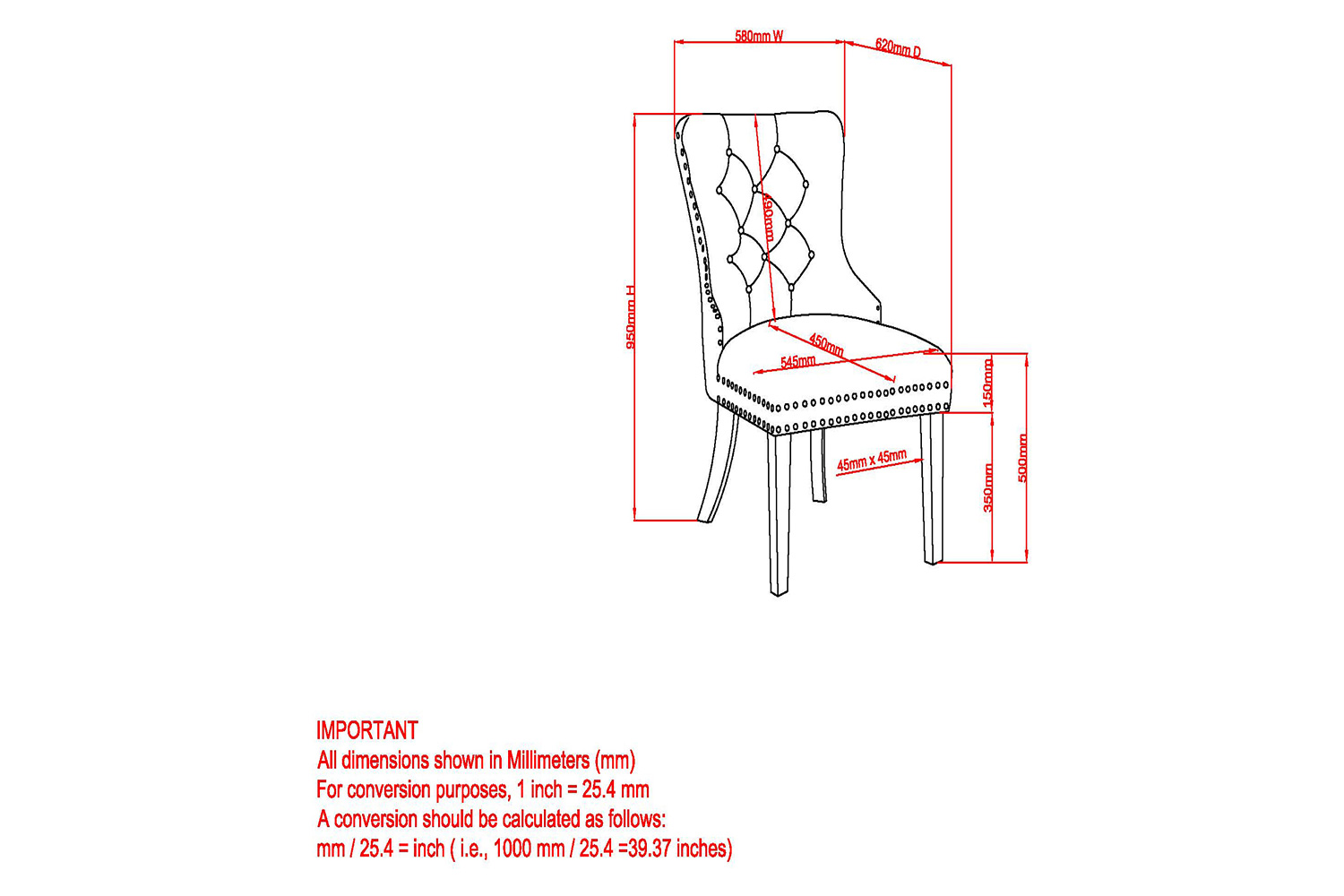 Worldwide Hollis Side Chair Set of 2 - Ivory/Chrome
