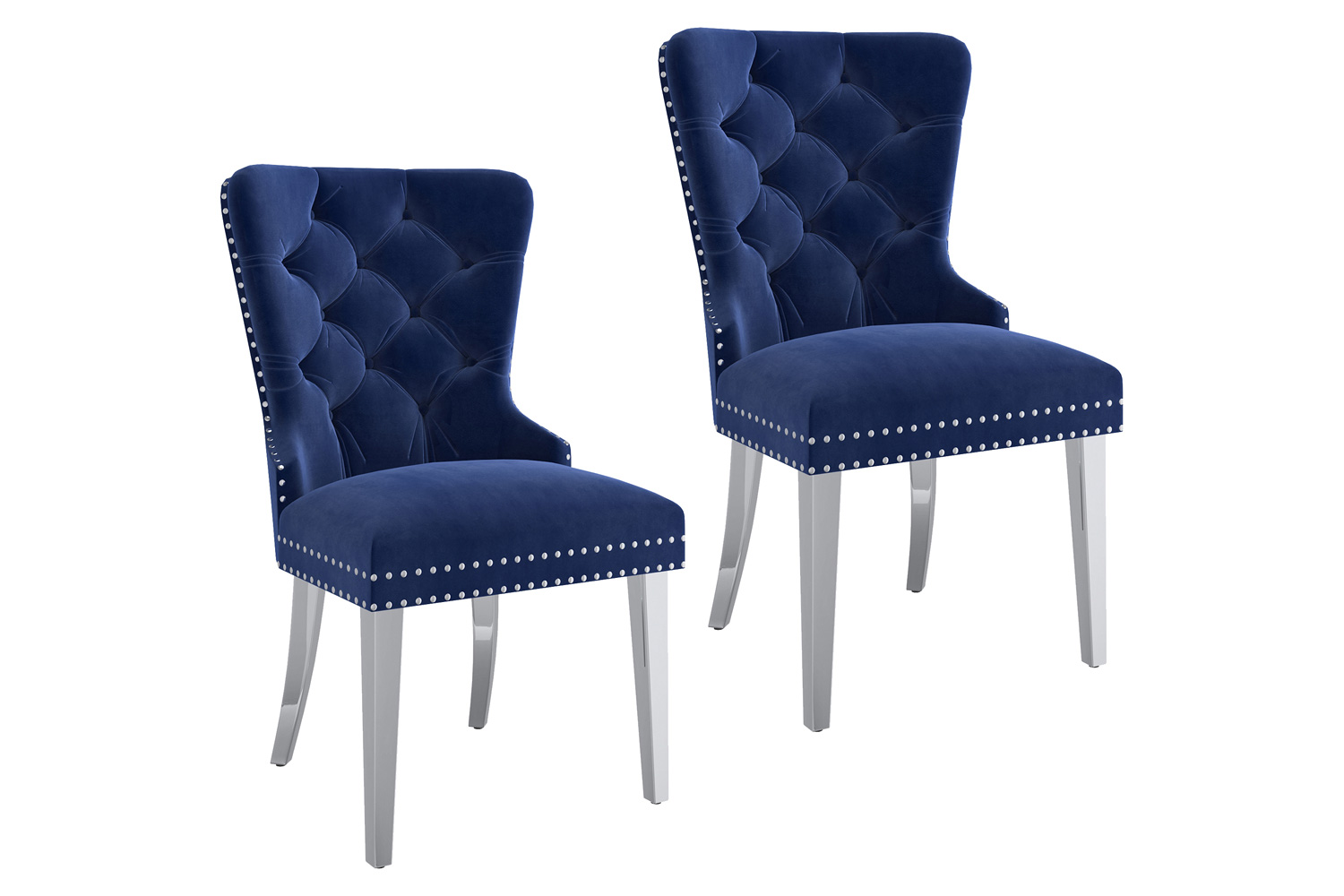 Worldwide Hollis Side Chair Set of 2 - Navy/Chrome