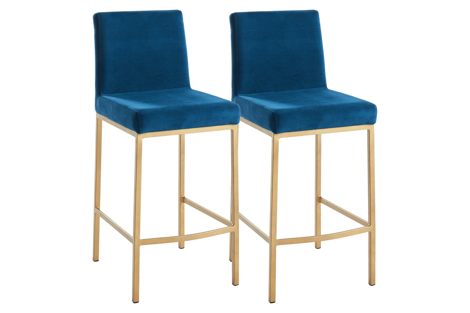 Worldwide Diego 26" Counter Stool Set of 2 - Blue/Aged Gold