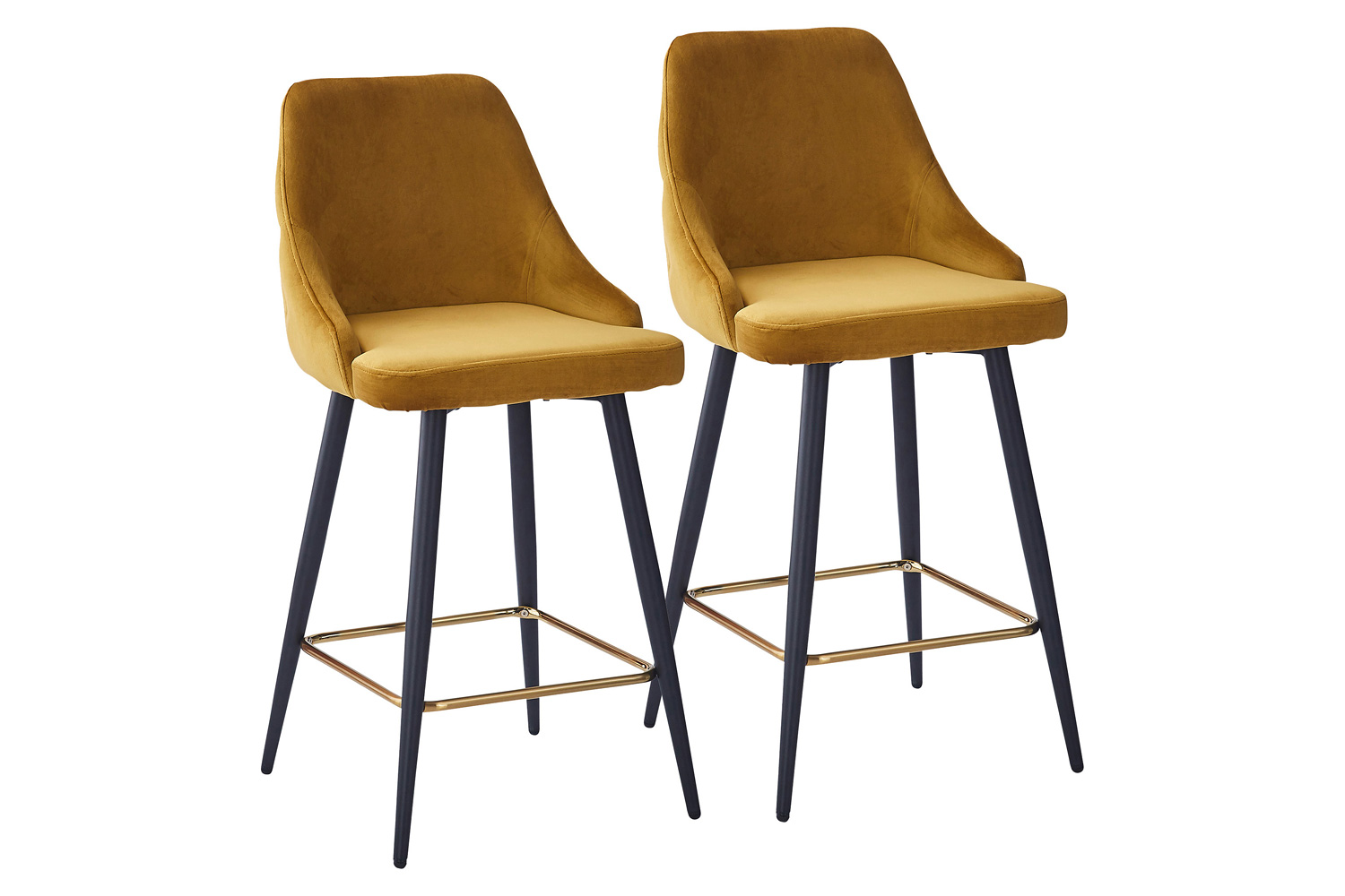 Worldwide Roxanne II 26" Counter Stool Set of 2 - Mustard/Black