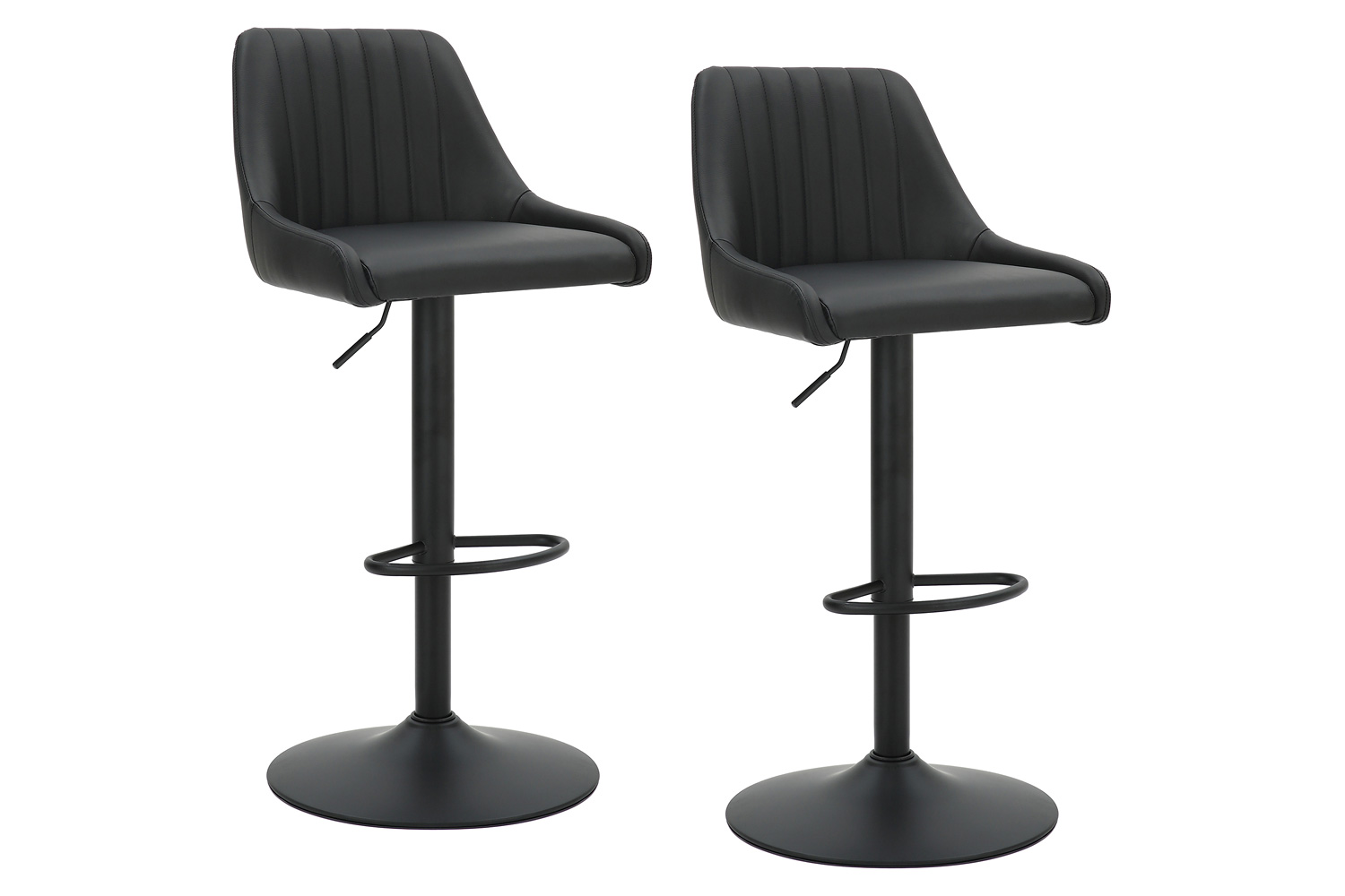 Worldwide Kron Adjustable Air-Lift Stool Set of 2 - Black/Black