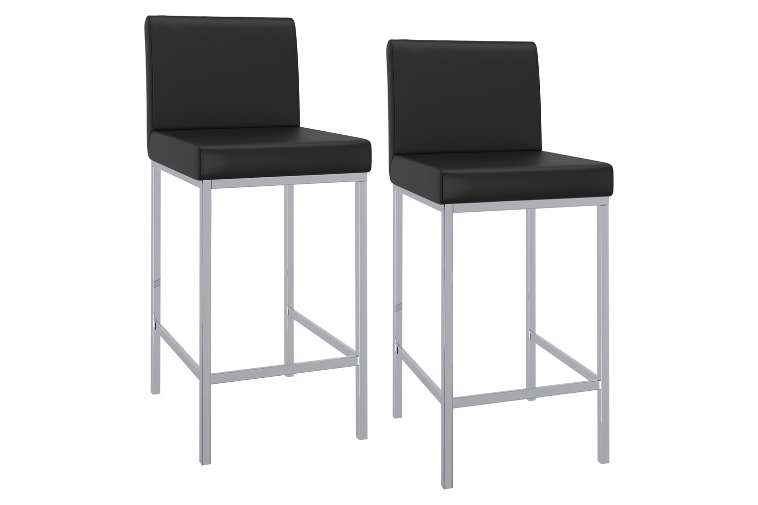 Worldwide Porto 26" Counter Stool Set of 2 - Black/Chrome
