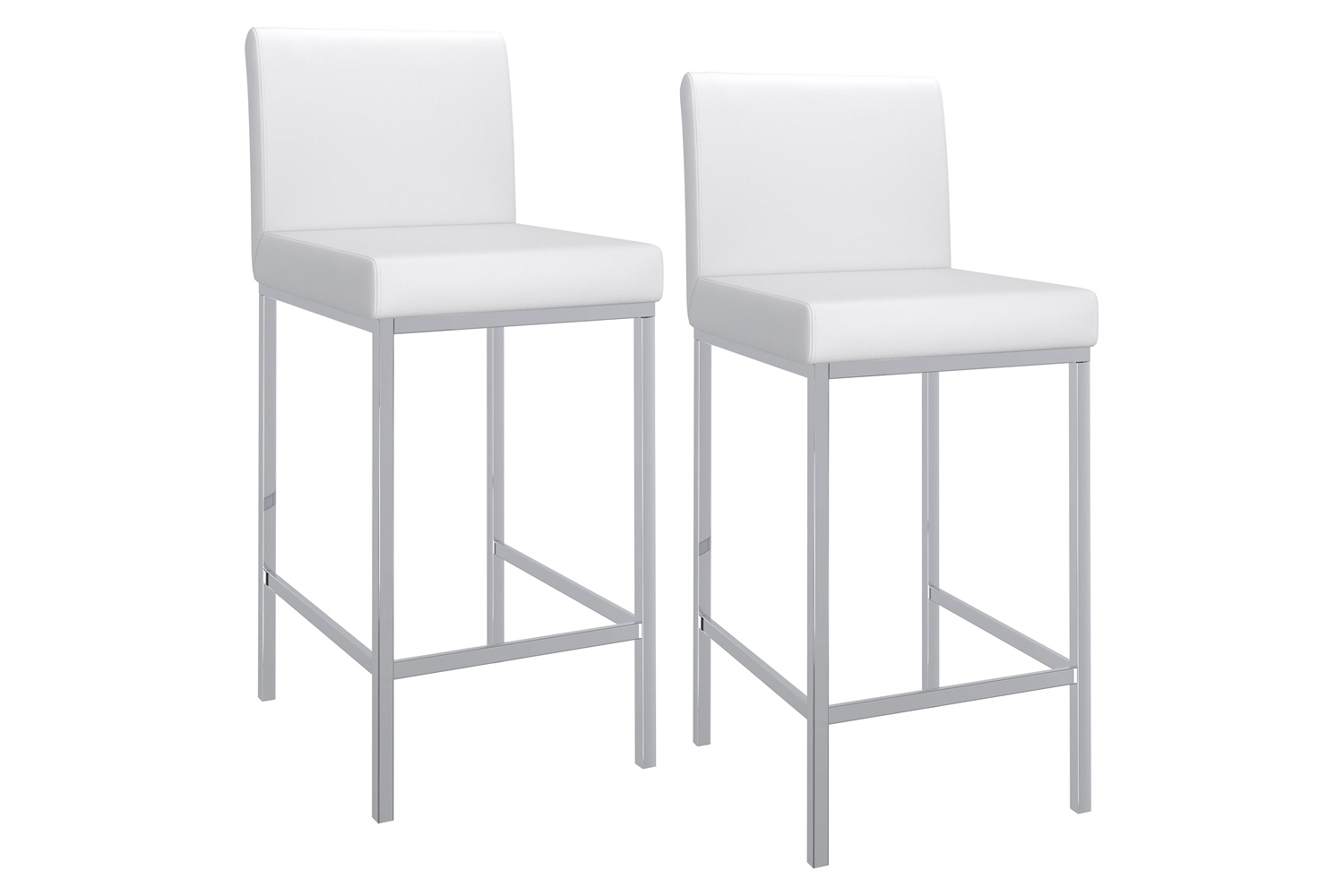 Worldwide Porto 26" Counter Stool Set of 2 - White/Chrome