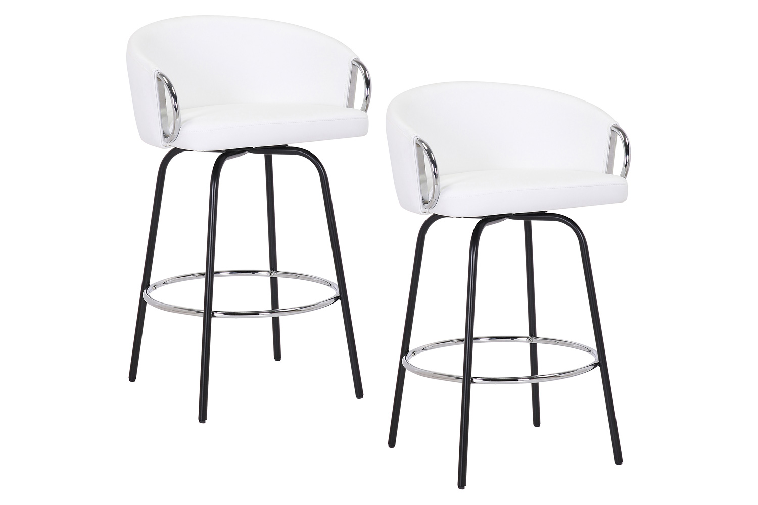 Worldwide Orion 26" Counter Stool with Swivel Set of 2 - White/Chrome