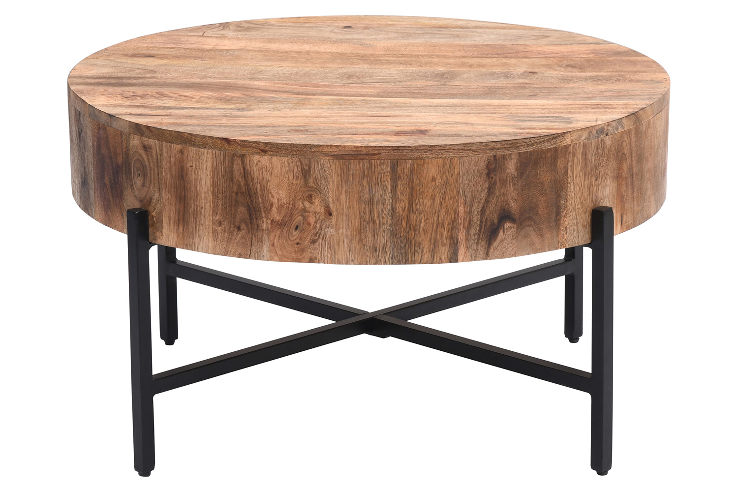 Worldwide Blox Round Coffee Table - Natural/Black