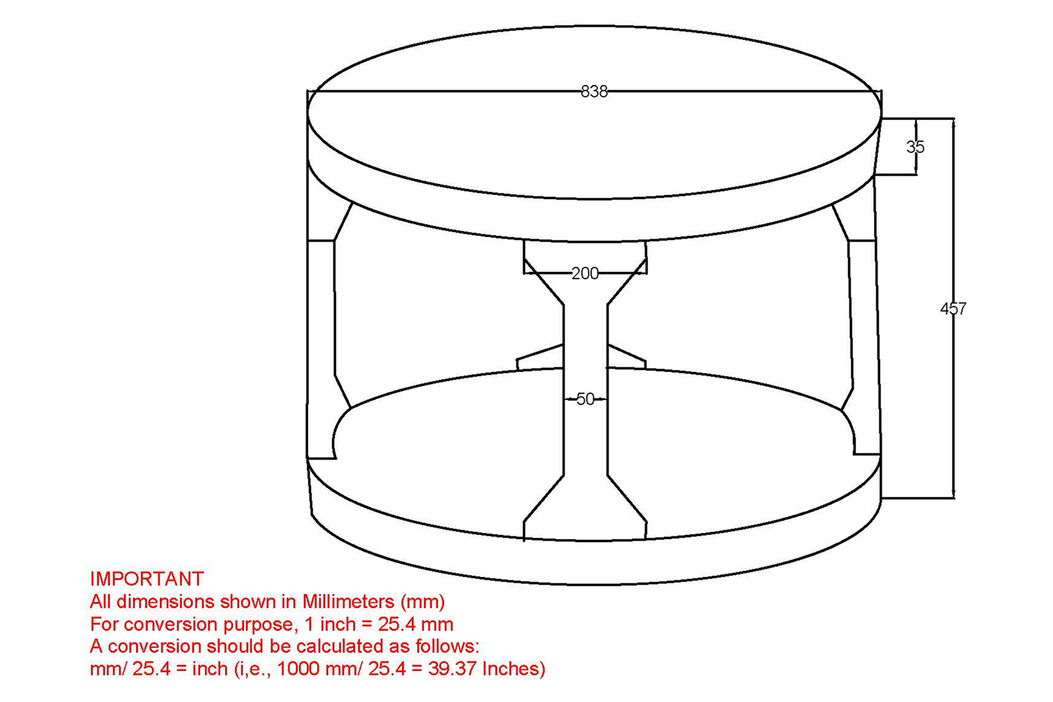 Worldwide Avni Round Coffee Table - Distressed Gray