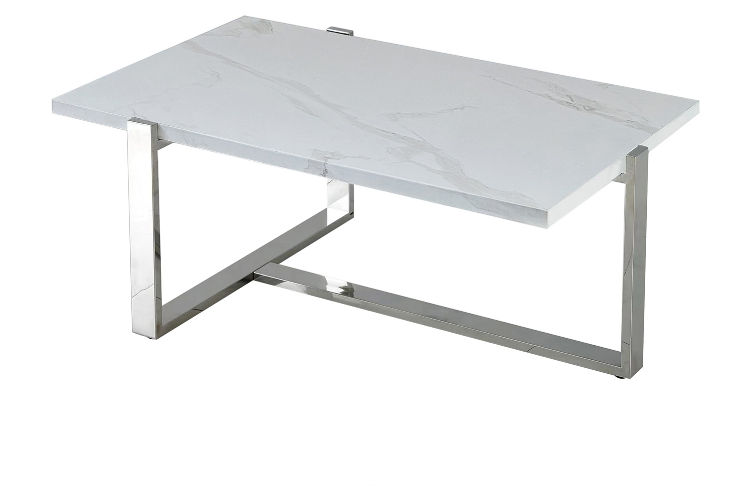 Worldwide Veno Rectangular Coffee Table - White/Silver