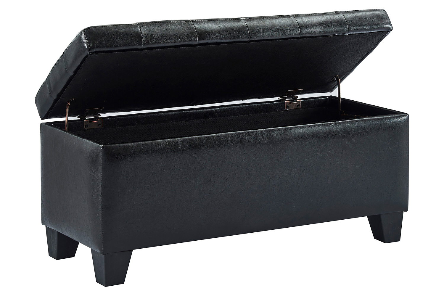 Worldwide Winston Rectangular Storage Ottoman - Black
