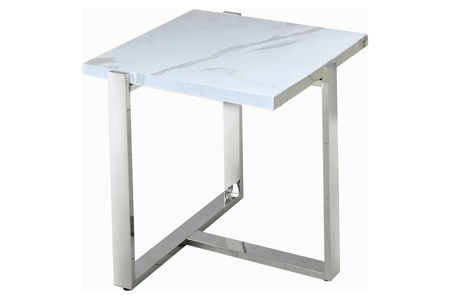 Worldwide Veno Accent Table - White/Silver