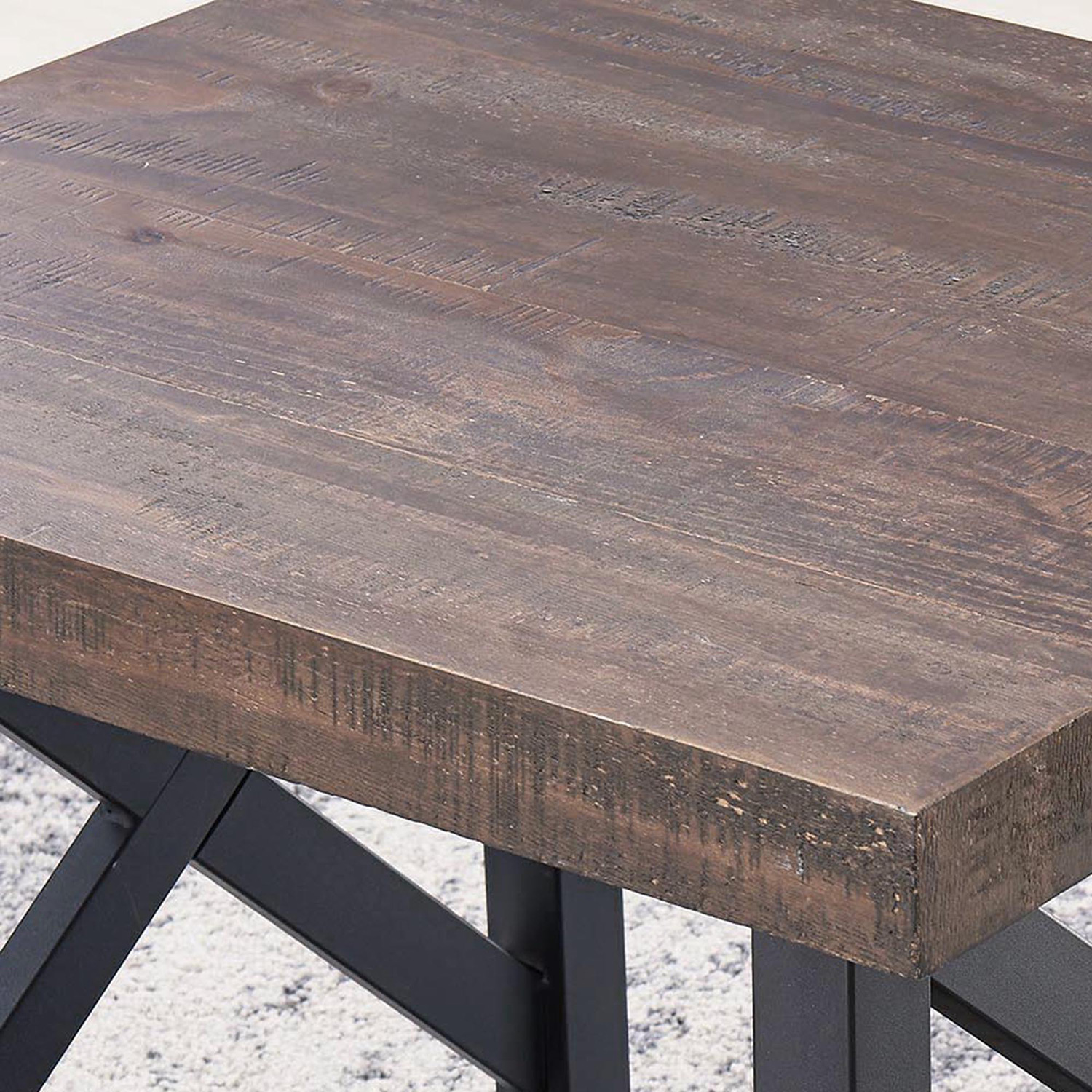 Worldwide - Langport Console Table in Rustic Oak/Black