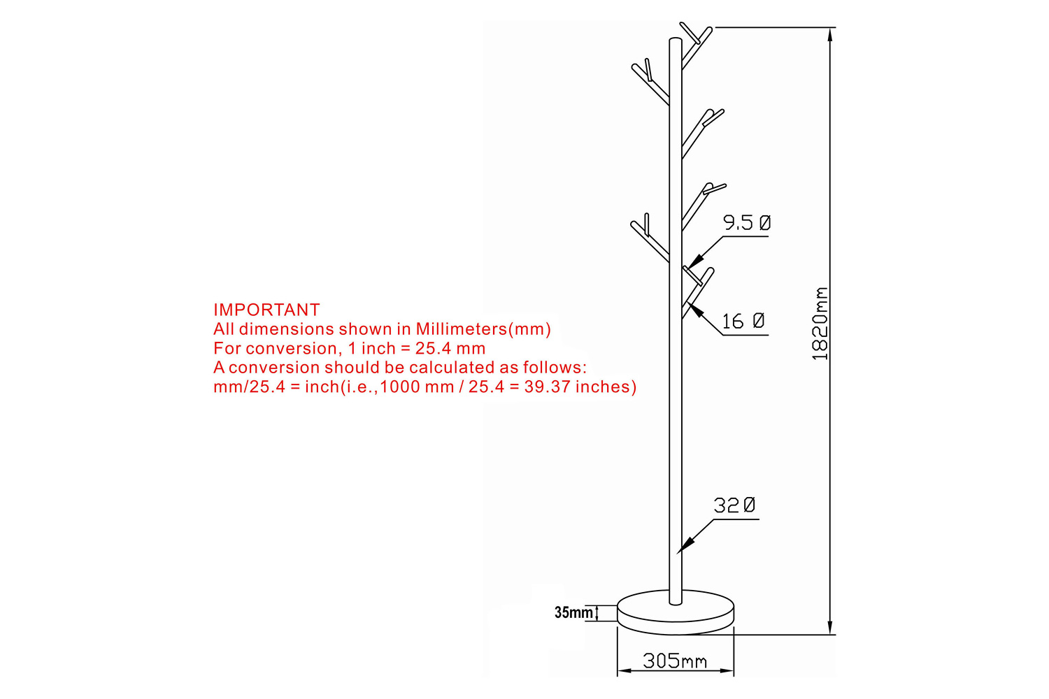 Worldwide Orin Coat Rack - Chrome