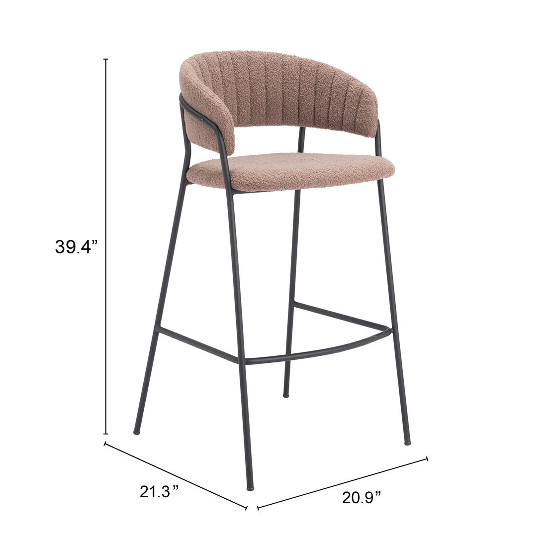 ZUO Josephine Barstool (Set of 2) - Brown