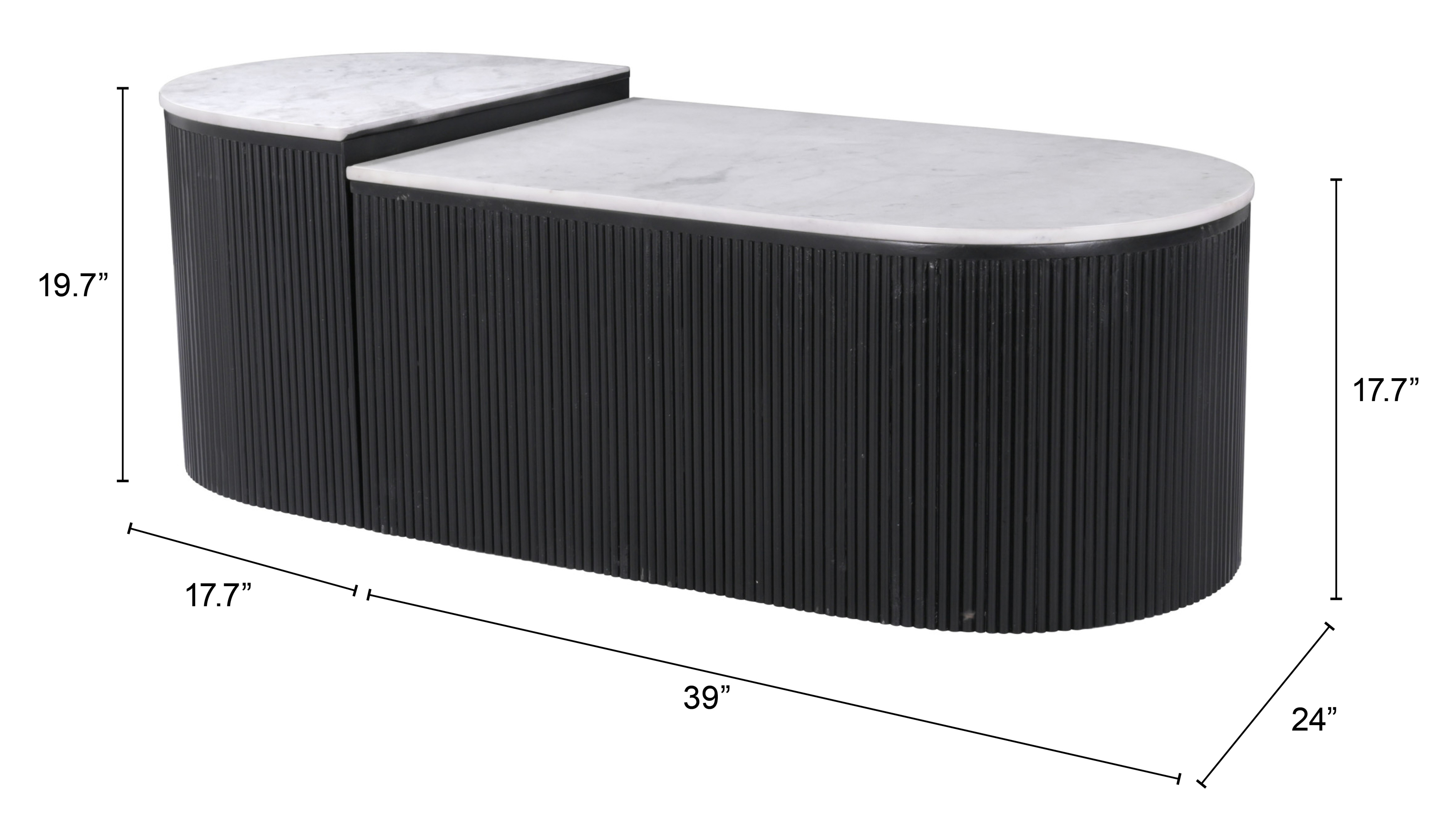 ZUO - Ormara Coffee Table Set (2-Piece) in White/Black