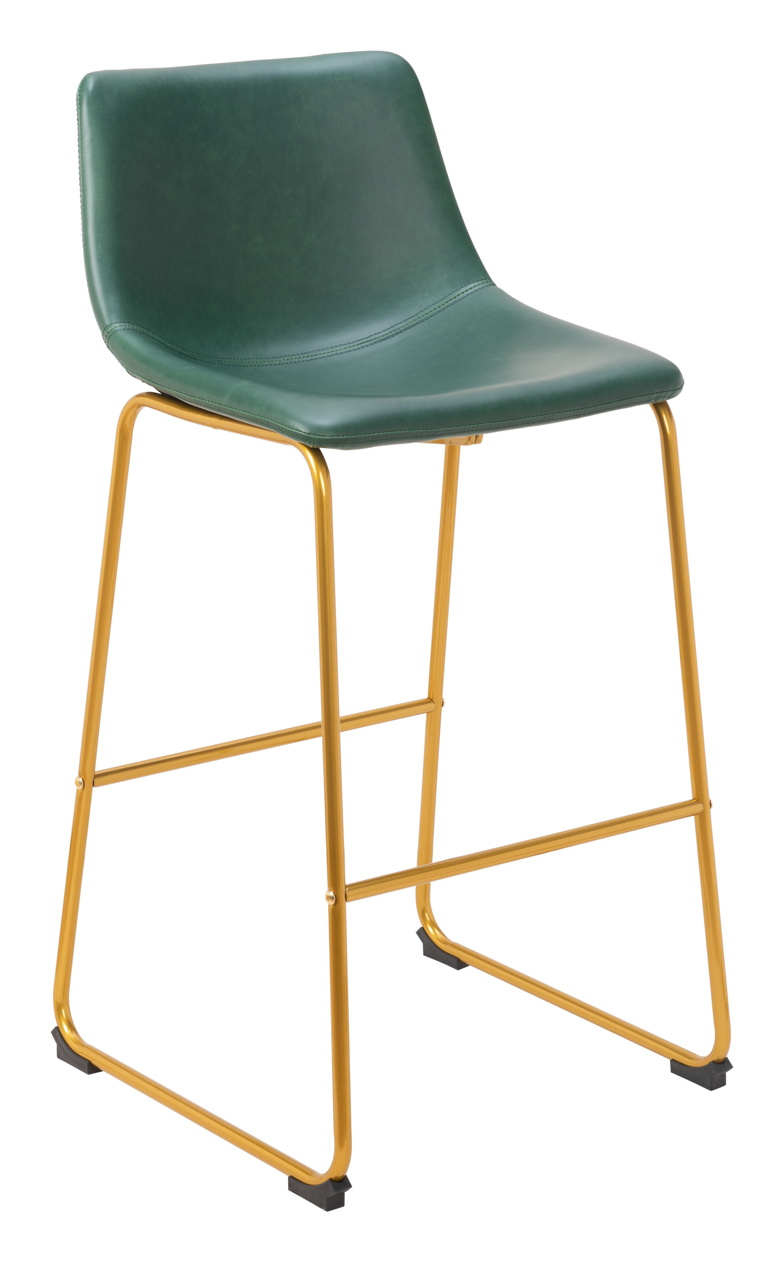 ZUO - Augusta Barstool (Set of 2) in Green/Gold