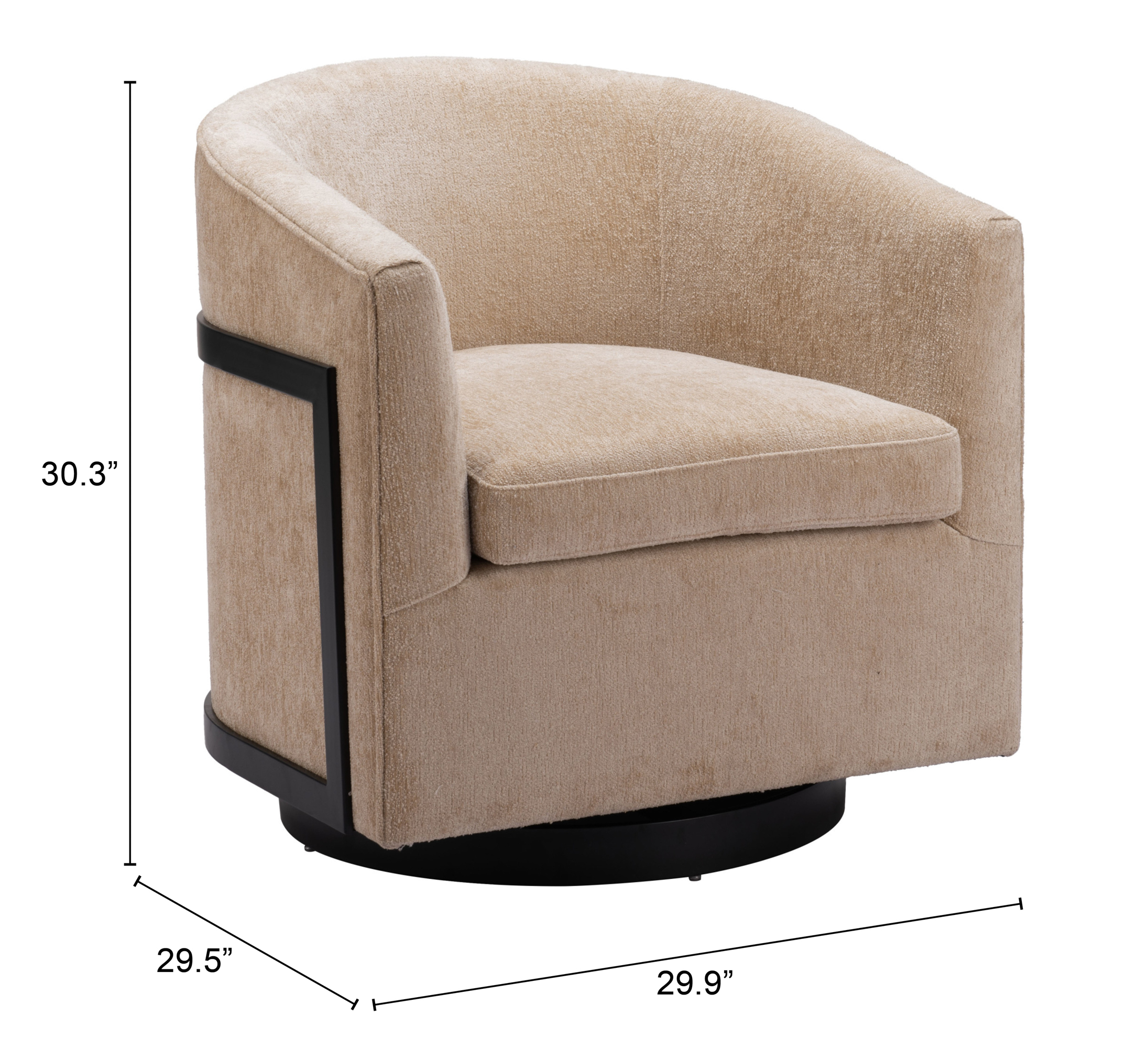 ZUO - Hanko Swivel Chair in Golden Beige