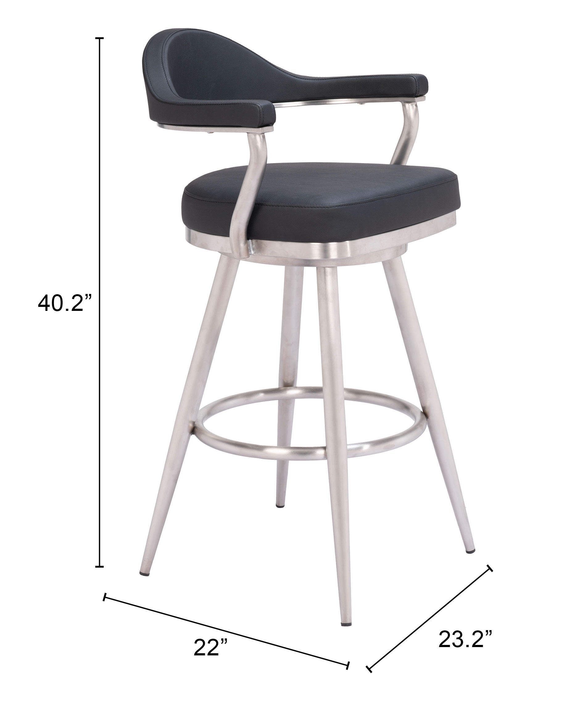 ZUO - Vagur Swivel Barstool in Black