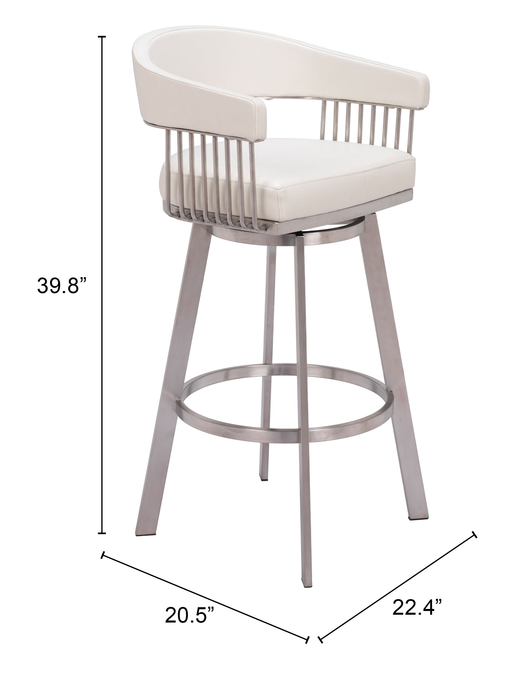 ZUO - Bantry Swivel Barstool in White