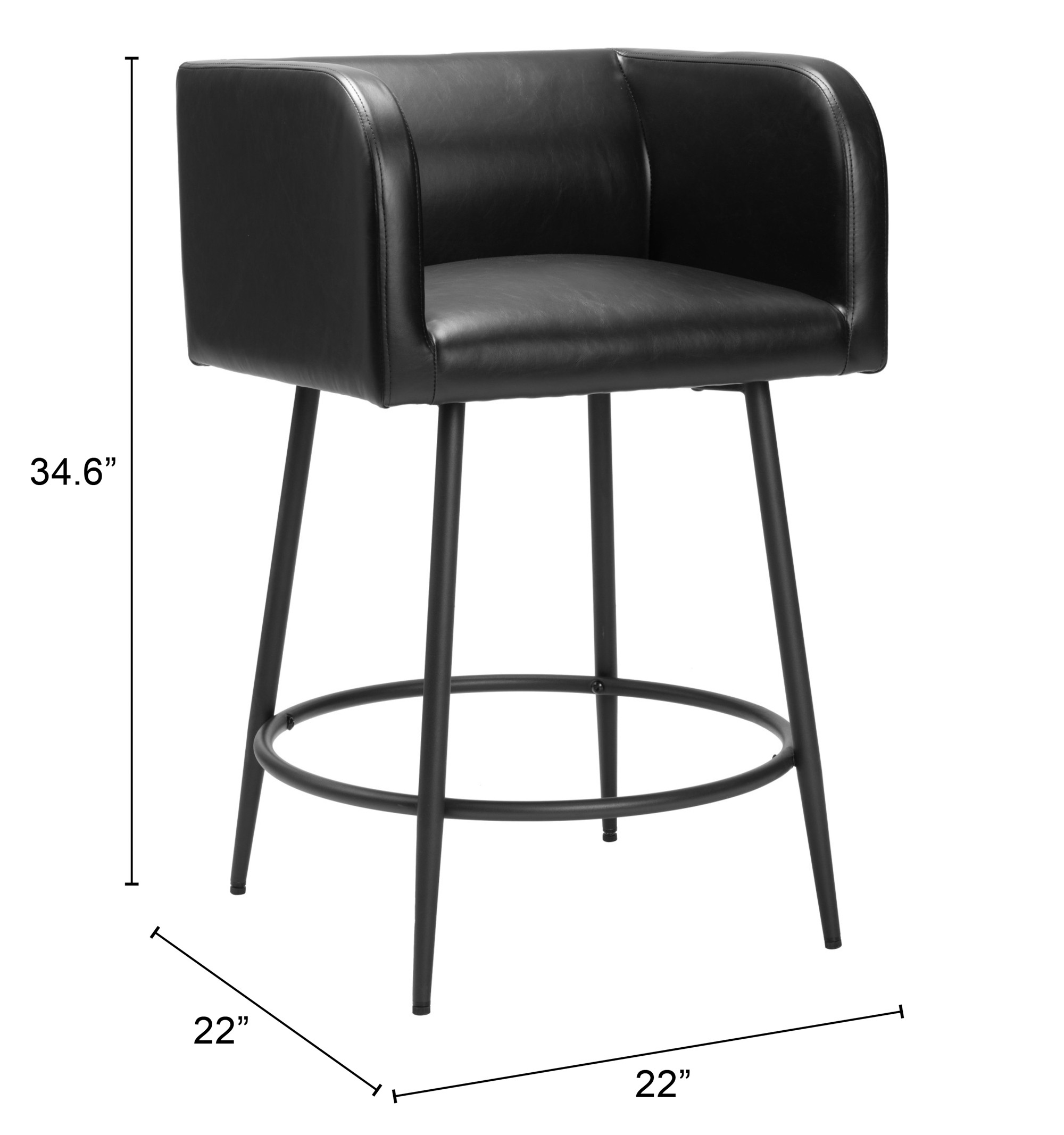 ZUO Horbat Counter Stool (Set of 2) - Black